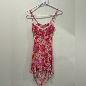 Floral Pink Womens Mini/Short Dress